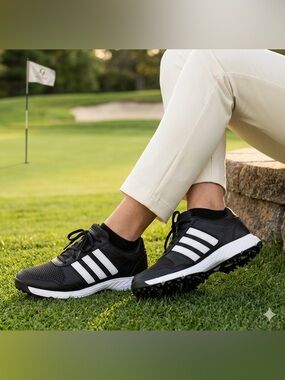 Adidas EUC Golf Womans Tech Response 
Black and White Golf shoes. 
Men 8 woman 9